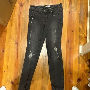 Free People Charcoal Distressed Skinny Jeans